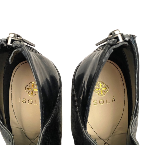 Isola Black Leather Stiletto Slip On Booties Size 8 - Picture 5 of 11